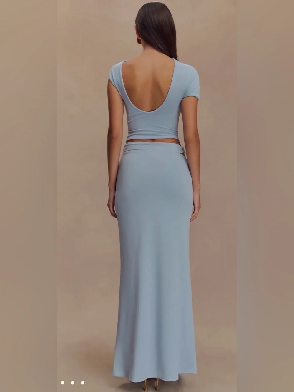 MESHKI Light Blue Cutout top and maxi skirt